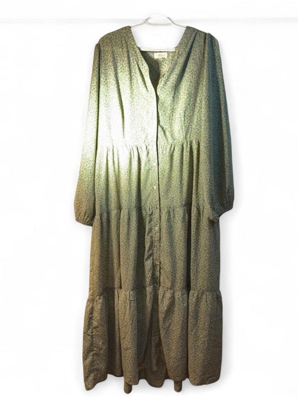 Roolee Sage Green Floral Tiered Button-Front Maxi Dress - Picture 2 of 8